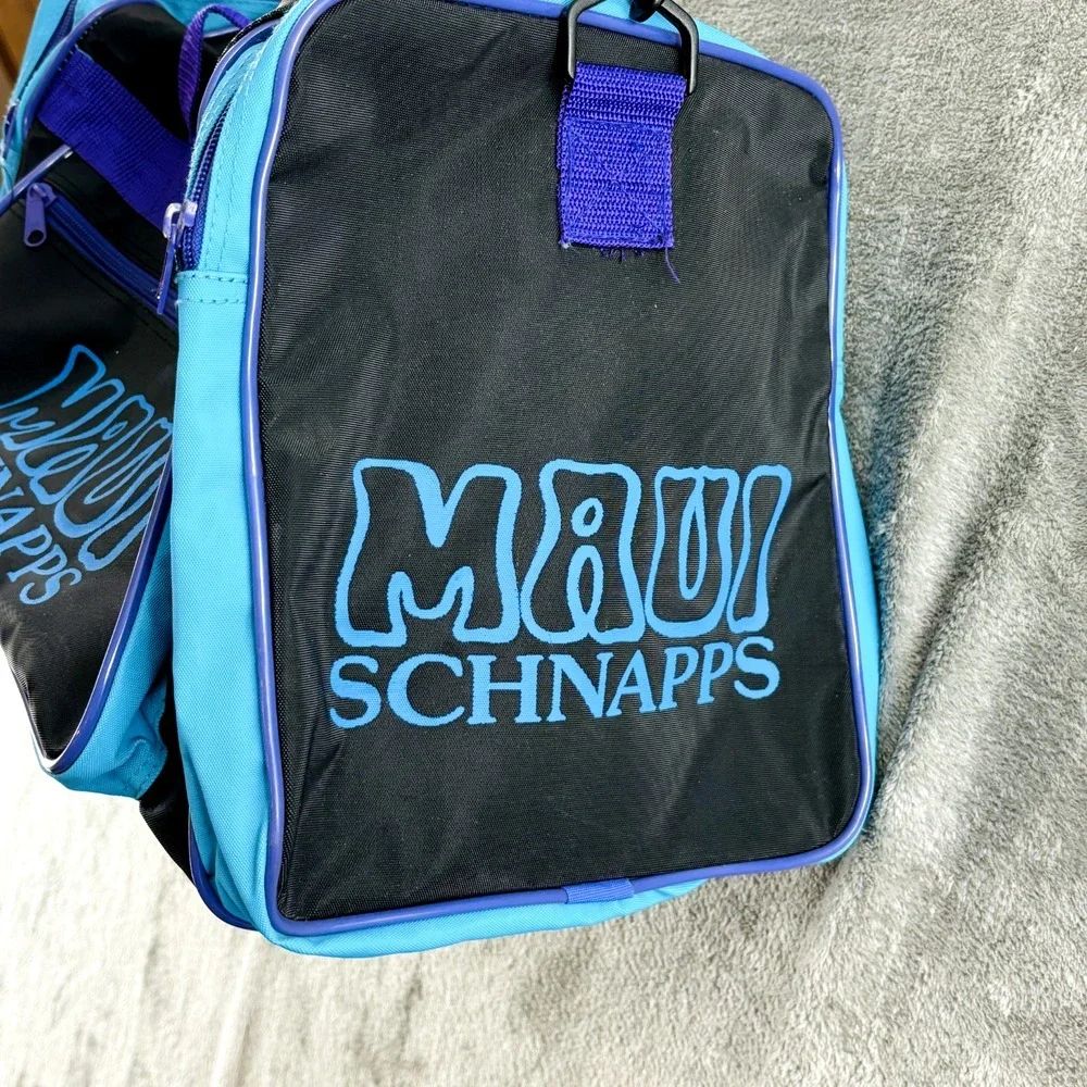 Vintage Maui Schnapps Duffel Bag‎ Black Purple Aqua Blue Nylon Tote 90s Y2K